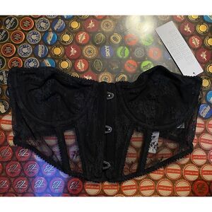 Out from Under Corset Sz M Modern Love Top Black Lace Urban Outfitters Y2K 90s